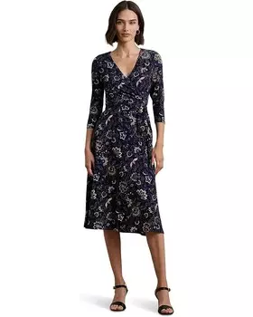 Платье Lauren Ralph Lauren Floral Surplice Stretch Jersey Dress, цвет Navy Multi
