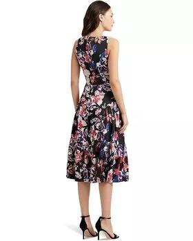 Платье LAUREN Ralph Lauren Floral Twist-Front Mousseline Dress, цвет Black/Purple/Multi