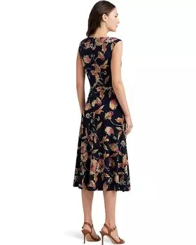 Платье LAUREN Ralph Lauren Floral Twist-Front Stretch Jersey Dress, цвет Navy/Tan/Multi