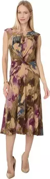 Платье Lauren Ralph Lauren Floral Twist-Front Jersey Dress, цвет Tan Multi