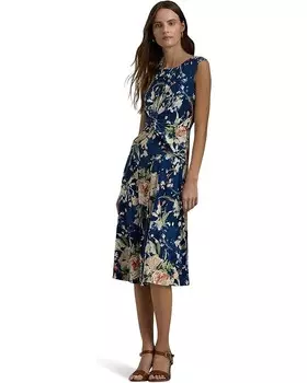 Платье LAUREN Ralph Lauren Floral Twist-Front Stretch Jersey, цвет Blue Multi