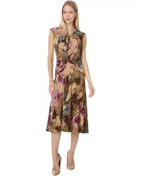 Платье Lauren Ralph Lauren Floral Twist-Front Jersey Dress, цвет Tan Multi