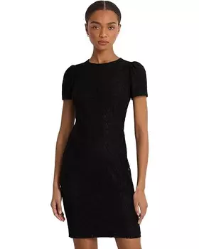 Платье LAUREN Ralph Lauren Lace Puff-Sleeve Cocktail, черный