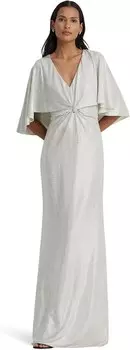 Платье LAUREN Ralph Lauren Metallic Knit Twist-Front Cape Gown, цвет Mascarpone Cream