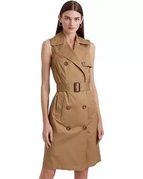 Платье LAUREN Ralph Lauren Micro-Sanded Twill Sleeveless Dress, цвет New Tan