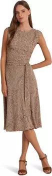 Платье LAUREN Ralph Lauren Paisley Belted Bubble Crepe Dress, цвет Tan/Cream/Pink