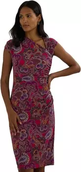Платье Lauren Ralph Lauren Paisley Stretch Jersey Cap-Sleeve Dress, цвет Fuchsia Multi
