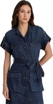 Платье LAUREN Ralph Lauren Petite Belted Denim Shirtdress, цвет Atlas Wash