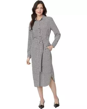 Платье LAUREN Ralph Lauren Petite Houndstooth Belted Crepe Shirtdress, цвет Cream/Black