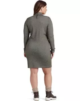 Платье LAUREN Ralph Lauren Plus Size Faux Leather Trim Merino Wool Sweaterdress, мульти