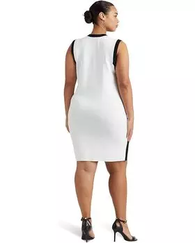 Платье LAUREN Ralph Lauren Plus Size Two-Tone Sleeveless Sweaterdress, цвет White/Black