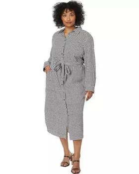 Платье LAUREN Ralph Lauren Plus-Size Houndstooth Belted Crepe Shirtdress, цвет Cream/Black