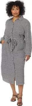 Платье LAUREN Ralph Lauren Plus-Size Houndstooth Belted Crepe Shirtdress, цвет Cream/Black