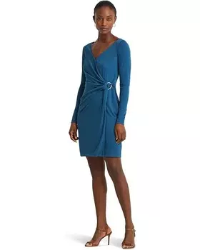 Платье LAUREN Ralph Lauren Ring-Trim Stretch Jersey Cocktail, цвет Indigo Dusk
