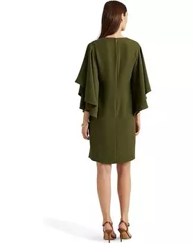 Платье LAUREN Ralph Lauren Ruffle-Sleeve Cocktail Dress, цвет Dark Tropical Olive