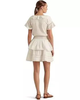 Платье LAUREN Ralph Lauren Ruffle Trim Cotton Voile Dress, белый