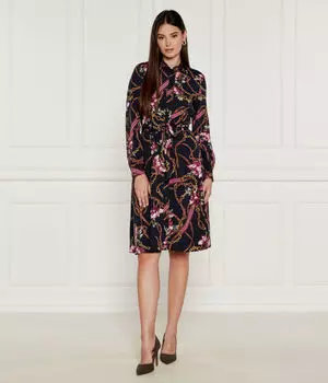 Платье Lauren Ralph Lauren с поясом, синий
