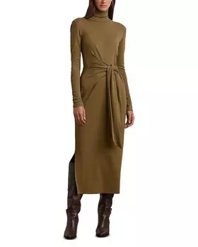 Платье Lauren Ralph Lauren с завязкой спереди, коричневый