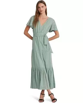 Платье LAUREN Ralph Lauren Shadow-Gingham Belted Cotton-Blend, цвет Soft Laurel