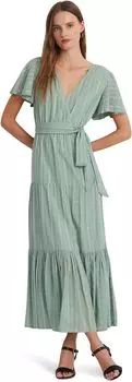 Платье Lauren Ralph Lauren Shadow-Gingham Belted Cotton-Blend Dress, цвет Soft Laurel