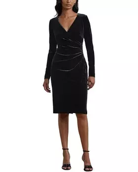 Платье Lauren Ralph Lauren Stretch Velvet Surplice Dress, цвет Black Velvet