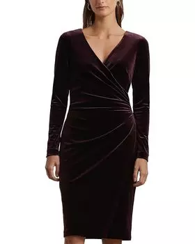 Платье Lauren Ralph Lauren Stretch Velvet Surplice Dress, цвет Royal Claret Velvet