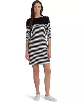 Платье LAUREN Ralph Lauren Striped Cotton Boatneck, черный