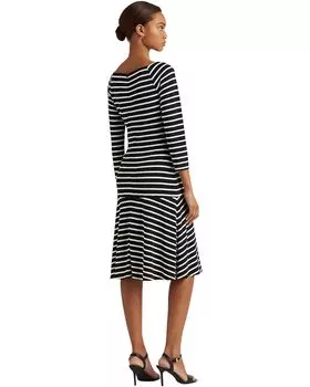 Платье LAUREN Ralph Lauren Striped Drop-Waist Dress, цвет Black/Cream