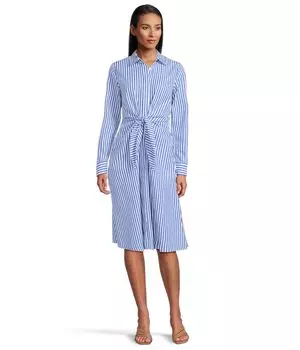 Платье Lauren Ralph Lauren Striped Tie-front Broadcloth Shirtdress, цвет Blue/White