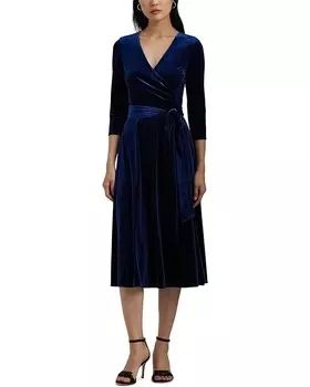 Платье Lauren Ralph Lauren Surplice Velvet Dress, цвет Luxe Navy Velvet
