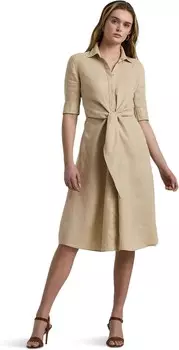 Платье Lauren Ralph Lauren Tie-Front Linen Shirtdress, цвет Explorer Sand