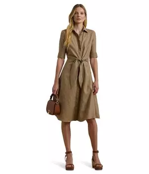 Платье Lauren Ralph Lauren Tie-Front Linen Shirtdress, цвет Madison Tan