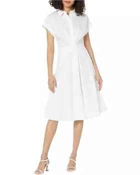 Платье LAUREN Ralph Lauren Twist-Front Cotton-Blend Shirtdress, белый