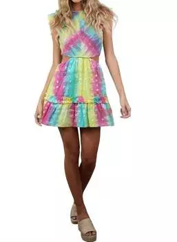 Платье Leilanie в радужном тай-дай SAYLOR, цвет rainbow tie dye