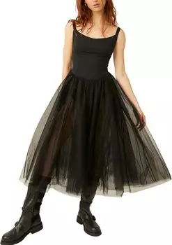 Платье Let's Talk Tutu Slip Free People, черный