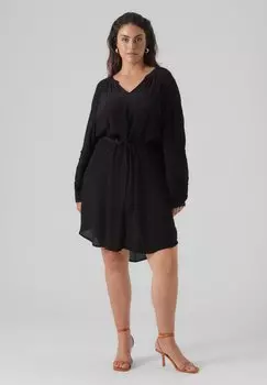 Платье летнее Citta Ls Abk Wvn Btq Cur Vero Moda Curve, черный