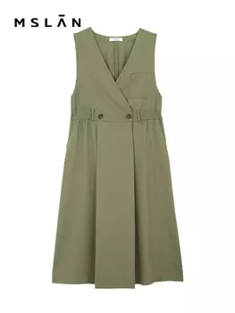 Платье летнее Mslan с v-образным вырезом, зеленый