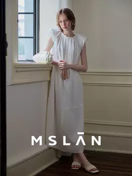 Платье летнее Yunwu Gardenia Mslan с пышными рукавами, белый