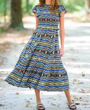 Платье Lila в полоску икат Elizabeth James The Label, цвет ikat stripe