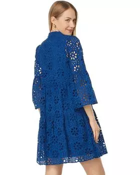 Платье Lilly Pulitzer 3/4 Sleeve Hazelanne Eyelet Dress, цвет Oyster Bay Navy Funflower Eyelet