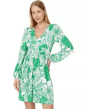 Платье Lilly Pulitzer Calla Long Sleeve V-Neck, цвет Spearmint Oversized Kiss My Tulips