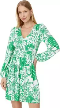 Платье Lilly Pulitzer Calla Long Sleeve V-Neck Dress, цвет Spearmint Oversized Kiss My Tulips