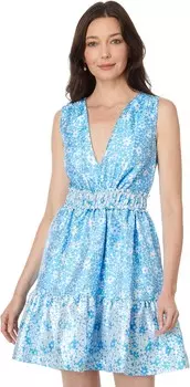 Платье Lilly Pulitzer Fabiana V-Neck Jacquard Dress, цвет Lunar Blue Baby Blues Jacquard