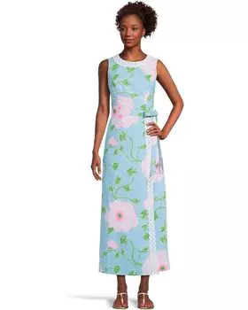 Платье Lilly Pulitzer Fresia Stretch Maxi Shift, цвет Fresh Water Blue Bursting Blooms Engineered Woven Dress