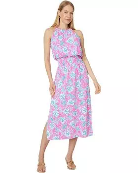 Платье Lilly Pulitzer Gracelyn Halter Midi Dress, цвет Roxie Pink Wave N Sea