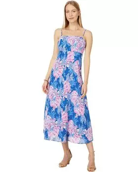 Платье Lilly Pulitzer Jorgian Linen Midi Dress, цвет Multi For The Fans