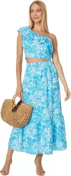 Платье Lilly Pulitzer Kasida Ruffle Set, цвет Amalfi Blue Sunny State Of Mind