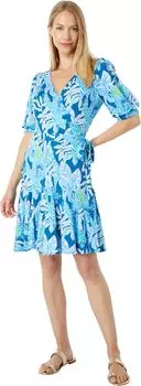Платье Lilly Pulitzer Kessler Wrap Dress, цвет Macaw Blue Tall Me About It