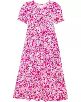 Платье Lilly Pulitzer Kids Dean Midi Dress, цвет Passion Fruit Pink Absolutely Flamazing