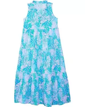 Платье Lilly Pulitzer Kids Mini Malone Maxi Dress, цвет Las Olas Aqua Strong Current Sea
